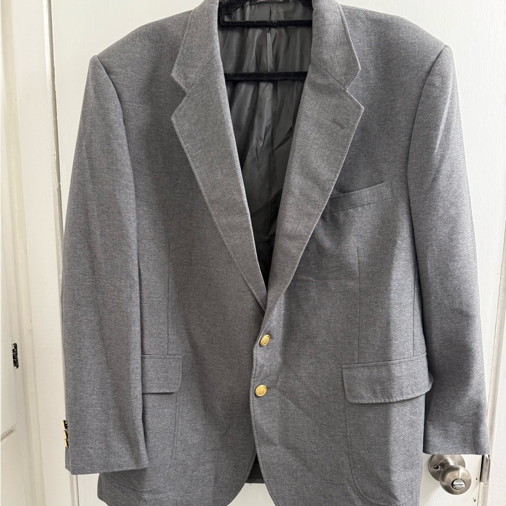 David Taylor Gray Blazer with Gold Buttons, 46R
